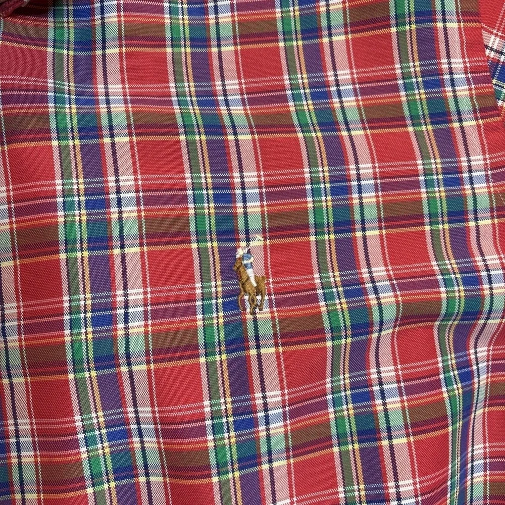 Polo Ralph Lauren Mens XL Classic Fit Performance Plaid Button Down Shirt Red